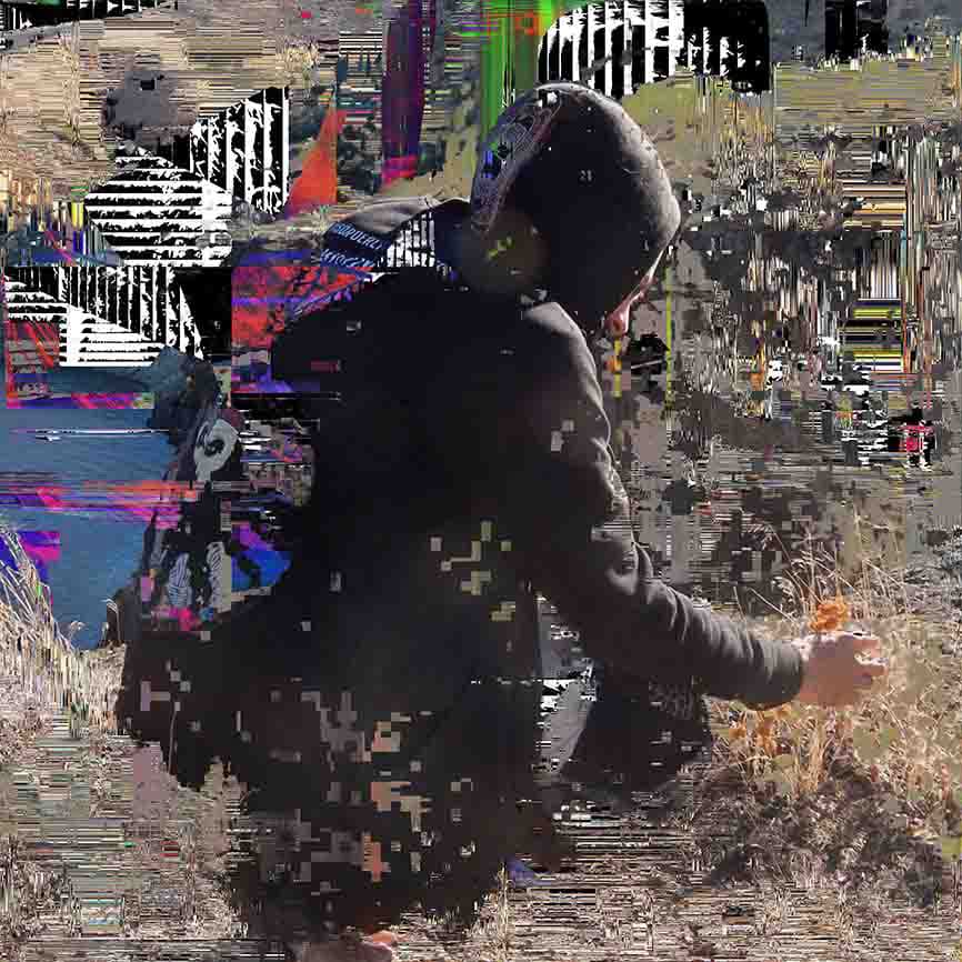 Derek Crouching Portrait Glitched